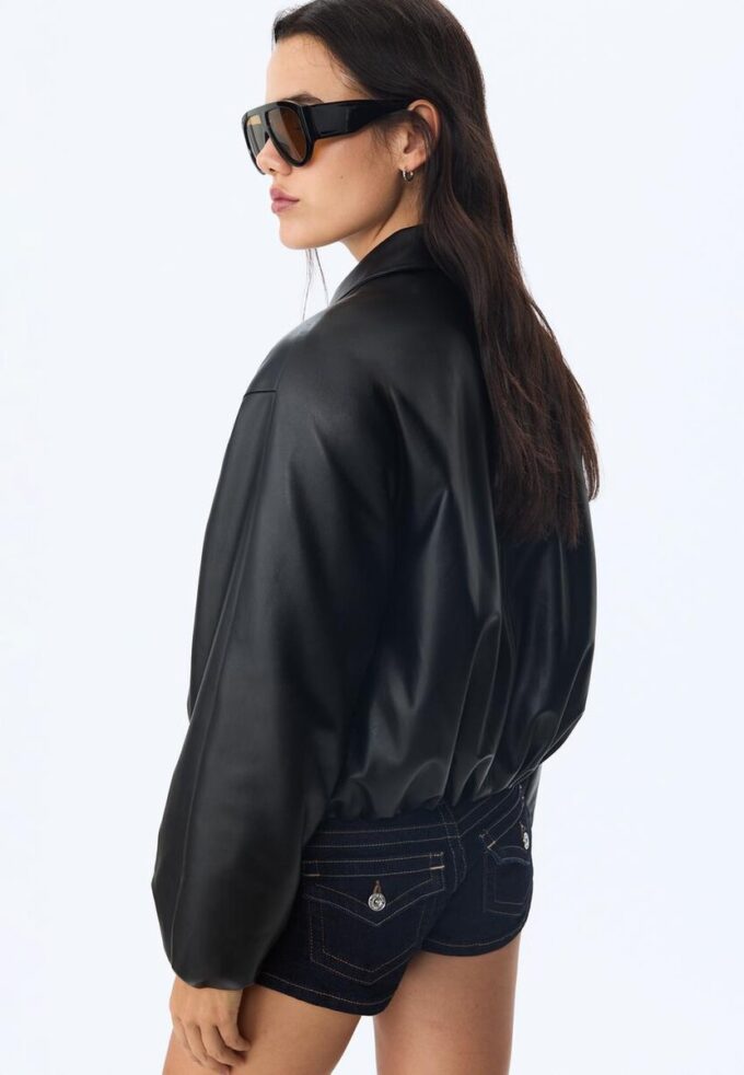 Chaqueta bomber acolchada con efecto piel Chaqueta bomber acolchada con efecto piel