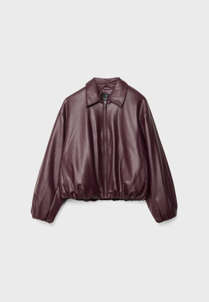 Chaqueta bomber acolchada con efecto piel Chaqueta bomber acolchada con efecto piel