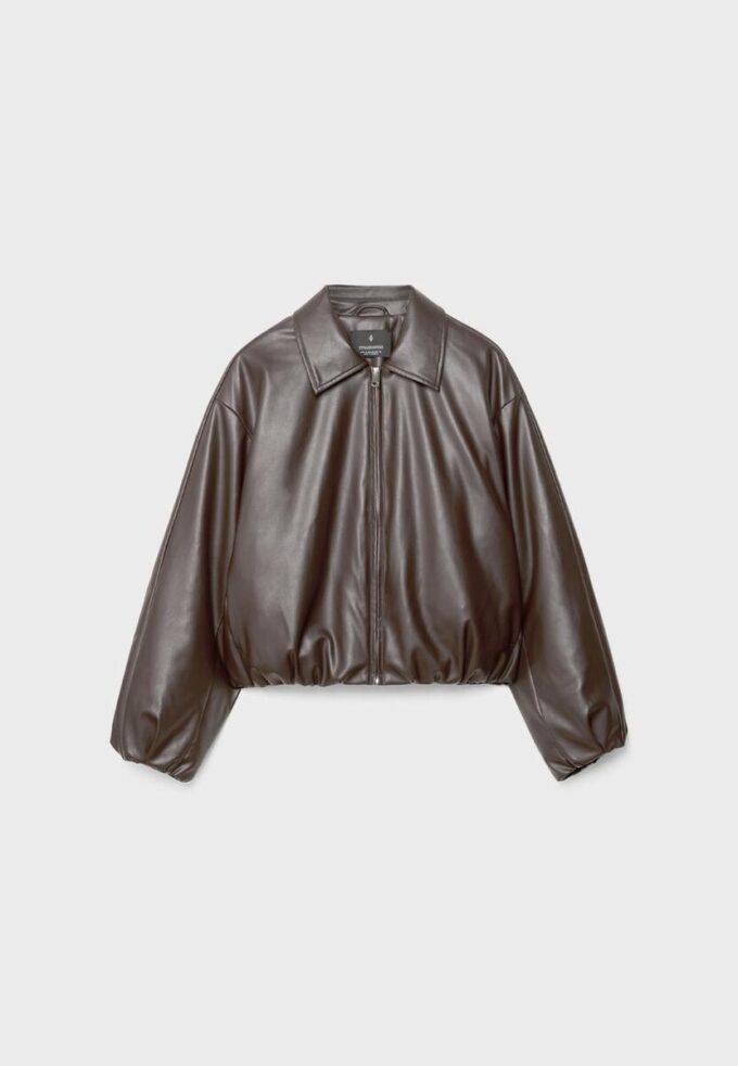 Chaqueta bomber acolchada con efecto piel Chaqueta bomber acolchada con efecto piel