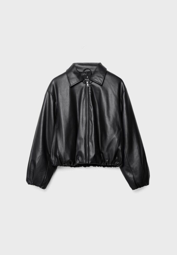 Chaqueta bomber acolchada con efecto piel Chaqueta bomber acolchada con efecto piel