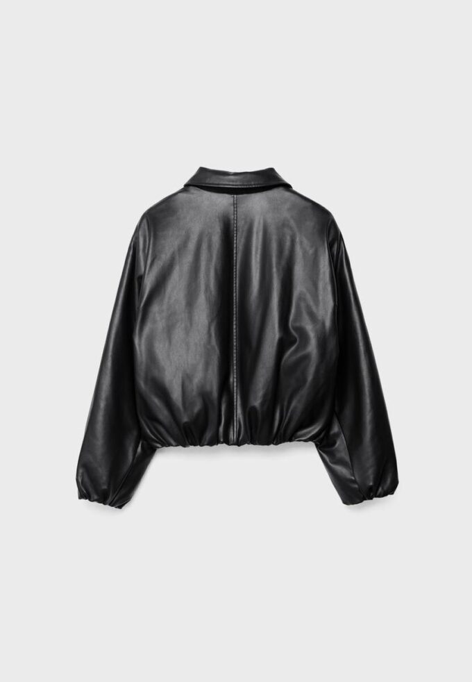 Chaqueta bomber acolchada con efecto piel Chaqueta bomber acolchada con efecto piel