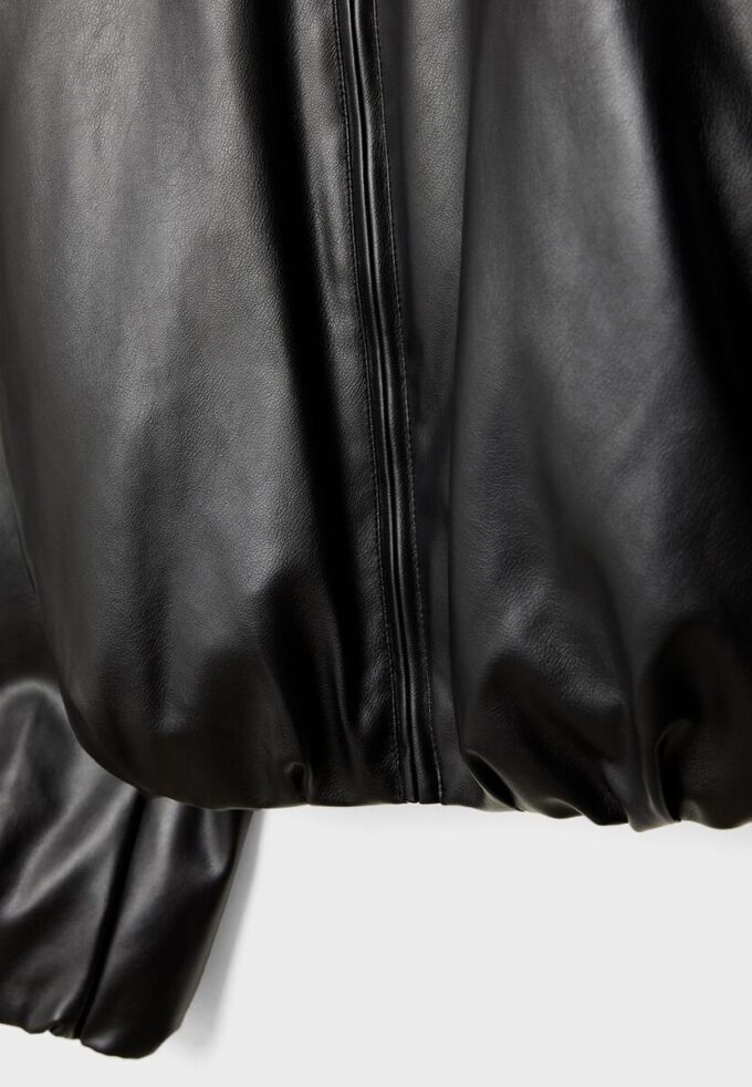 Chaqueta bomber acolchada con efecto piel Chaqueta bomber acolchada con efecto piel