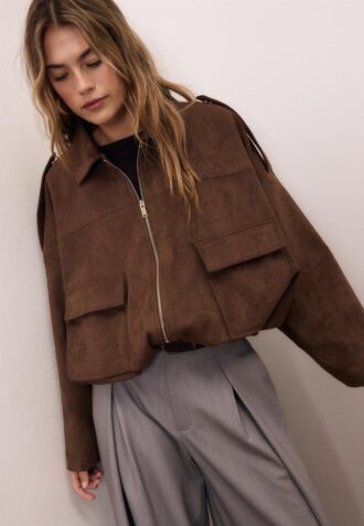 Chaqueta bomber de ante sintético Chaqueta bomber de ante sintético