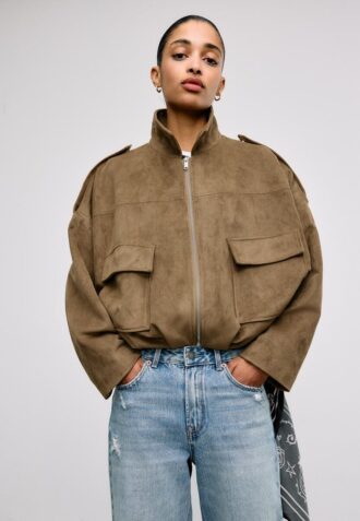 Chaqueta bomber de ante sintético Chaqueta bomber de ante sintético