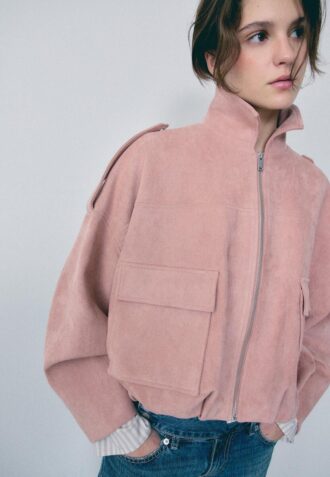 Chaqueta bomber de ante sintético