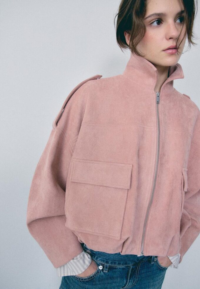 Chaqueta bomber de ante sintético Chaqueta bomber de ante sintético