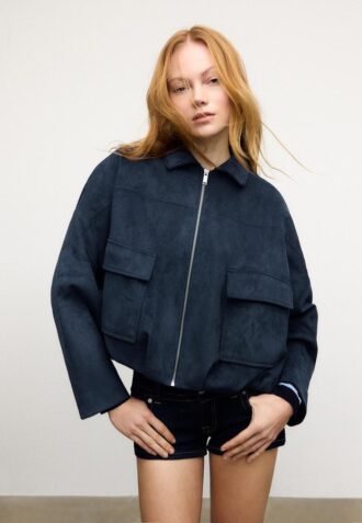 Chaqueta bomber de ante sintético
