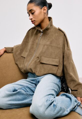 Chaqueta bomber de ante sintético Chaqueta bomber de ante sintético