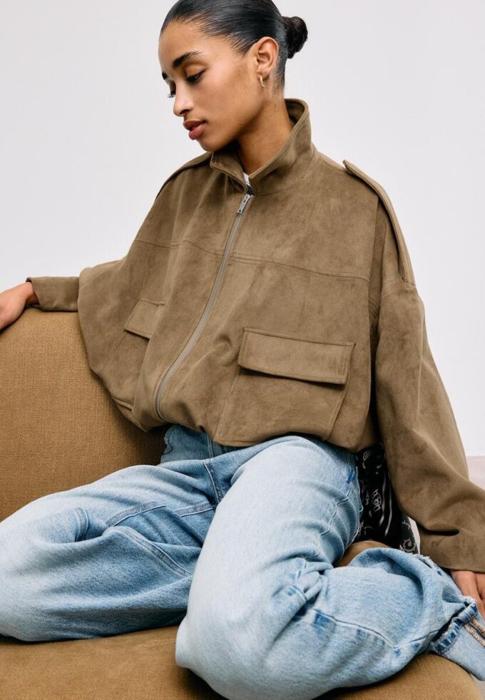 Chaqueta bomber de ante sintético Chaqueta bomber de ante sintético