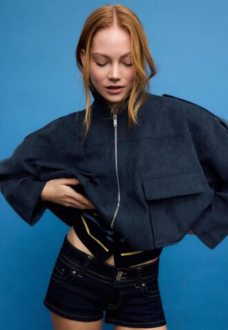 Chaqueta bomber de ante sintético