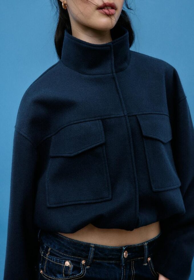 Chaqueta bomber de tacto suave con bolsillos Chaqueta bomber de tacto suave con bolsillos