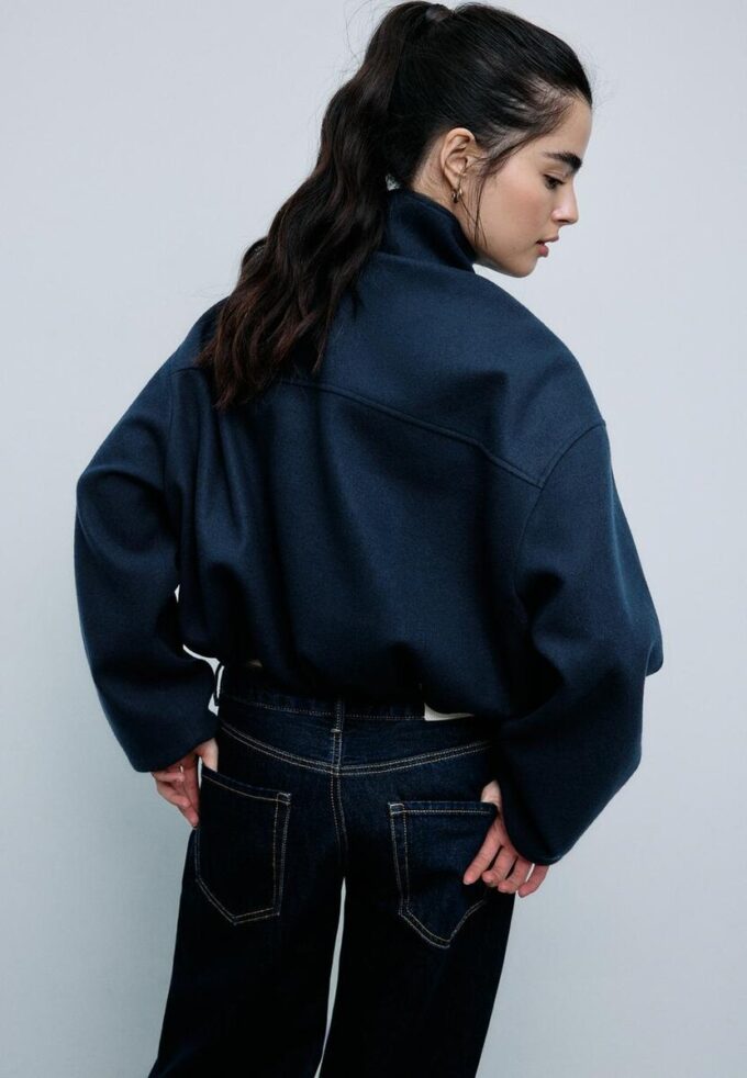 Chaqueta bomber de tacto suave con bolsillos Chaqueta bomber de tacto suave con bolsillos