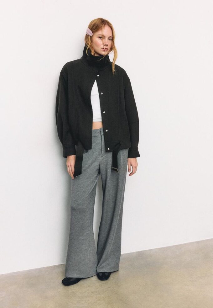 Chaqueta bomber oversize de tacto suave Chaqueta bomber oversize de tacto suave