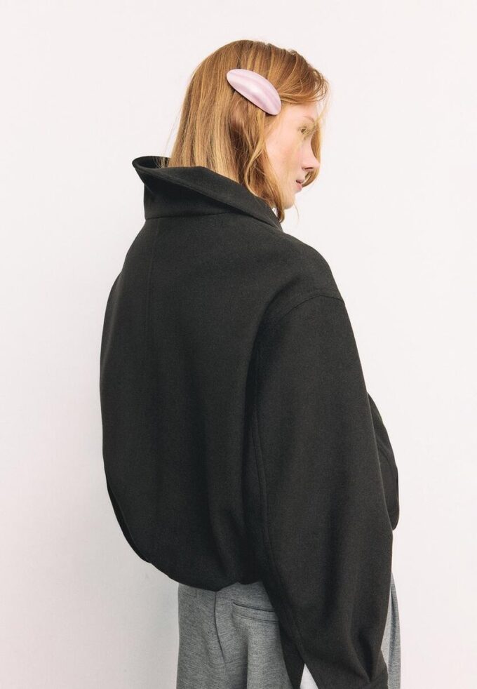 Chaqueta bomber oversize de tacto suave Chaqueta bomber oversize de tacto suave
