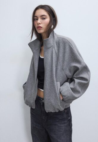 Chaqueta bomber tipo globo de tacto suave con tacto suave