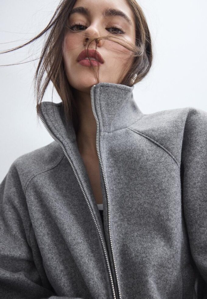 Chaqueta bomber tipo globo de tacto suave con tacto suave Chaqueta bomber tipo globo de tacto suave con tacto suave