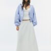 Chaqueta básica con capucha de nylon a rayas Chaqueta básica con capucha de nylon a rayas