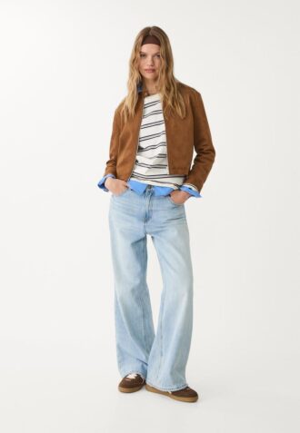 Chaqueta con cremallera de ante sintético