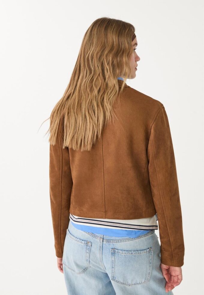 Chaqueta con cremallera de ante sintético Chaqueta con cremallera de ante sintético
