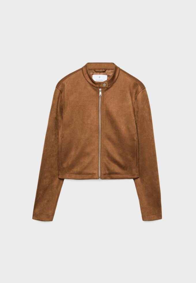 Chaqueta con cremallera de ante sintético Chaqueta con cremallera de ante sintético