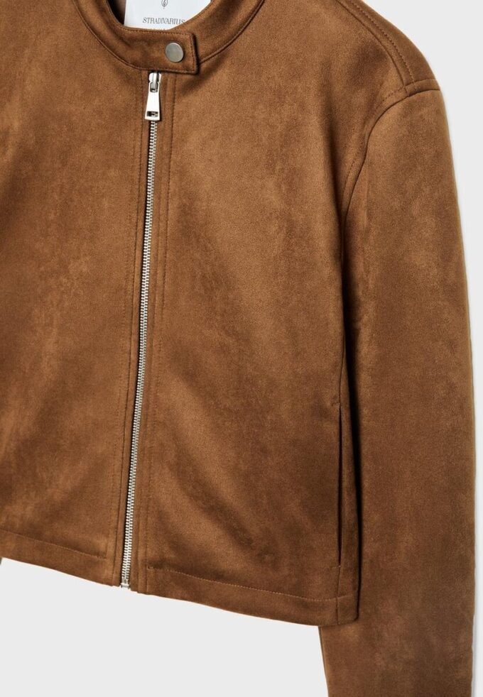 Chaqueta con cremallera de ante sintético Chaqueta con cremallera de ante sintético