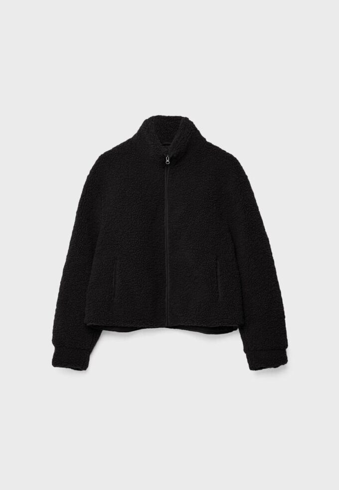 Chaqueta con cremallera y forro de imitación de piel de oveja Chaqueta con cremallera y forro de imitación de piel de oveja