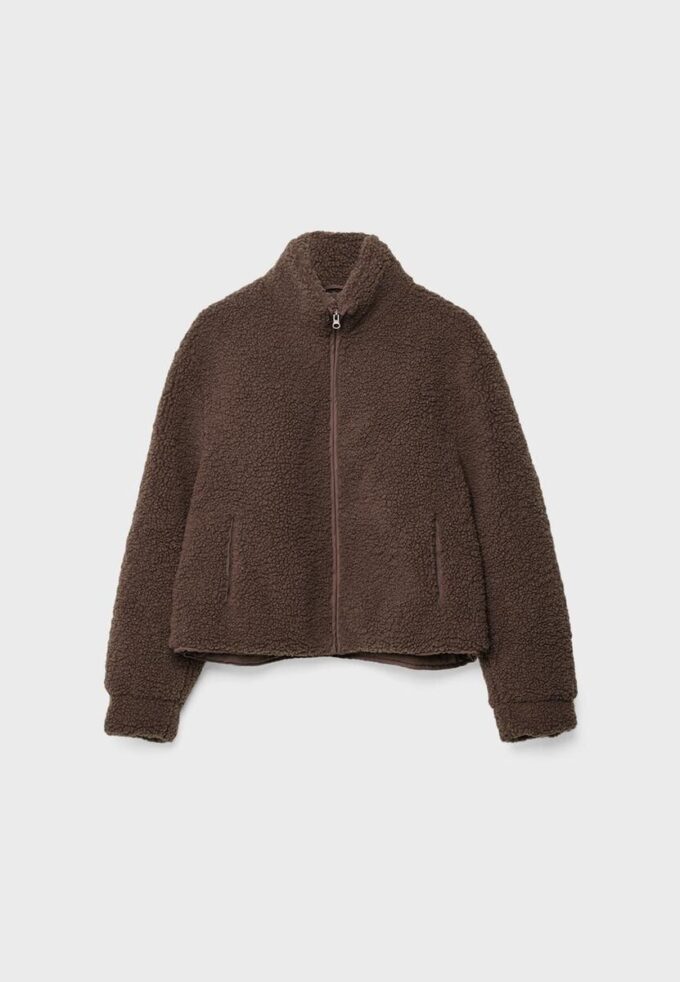 Chaqueta con cremallera y forro de imitación de piel de oveja Chaqueta con cremallera y forro de imitación de piel de oveja