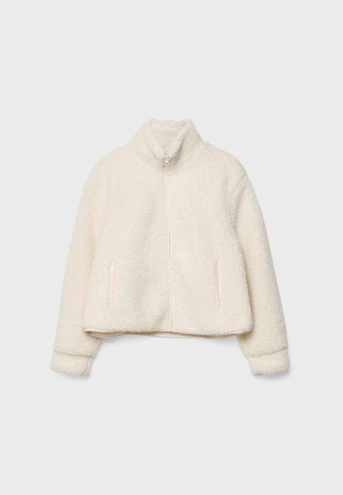 Chaqueta con cremallera y forro de imitación de piel de oveja Chaqueta con cremallera y forro de imitación de piel de oveja