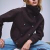 Chaqueta cruzada de cuello alto de tacto suave Chaqueta cruzada de cuello alto de tacto suave