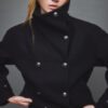 Chaqueta cruzada de cuello alto de tacto suave Chaqueta cruzada de cuello alto de tacto suave
