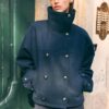 Chaqueta cruzada de cuello alto de tacto suave Chaqueta cruzada de cuello alto de tacto suave