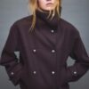 Chaqueta cruzada de cuello alto de tacto suave Chaqueta cruzada de cuello alto de tacto suave