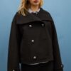 Chaqueta cruzada de cuello alto de tacto suave Chaqueta cruzada de cuello alto de tacto suave