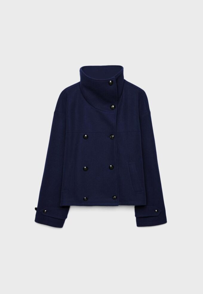 Chaqueta cruzada de cuello alto de tacto suave Chaqueta cruzada de cuello alto de tacto suave