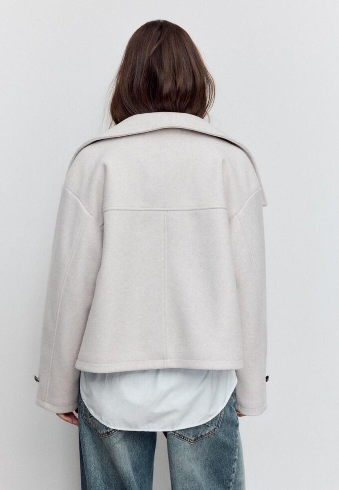 Chaqueta cruzada de cuello alto de tacto suave Chaqueta cruzada de cuello alto de tacto suave