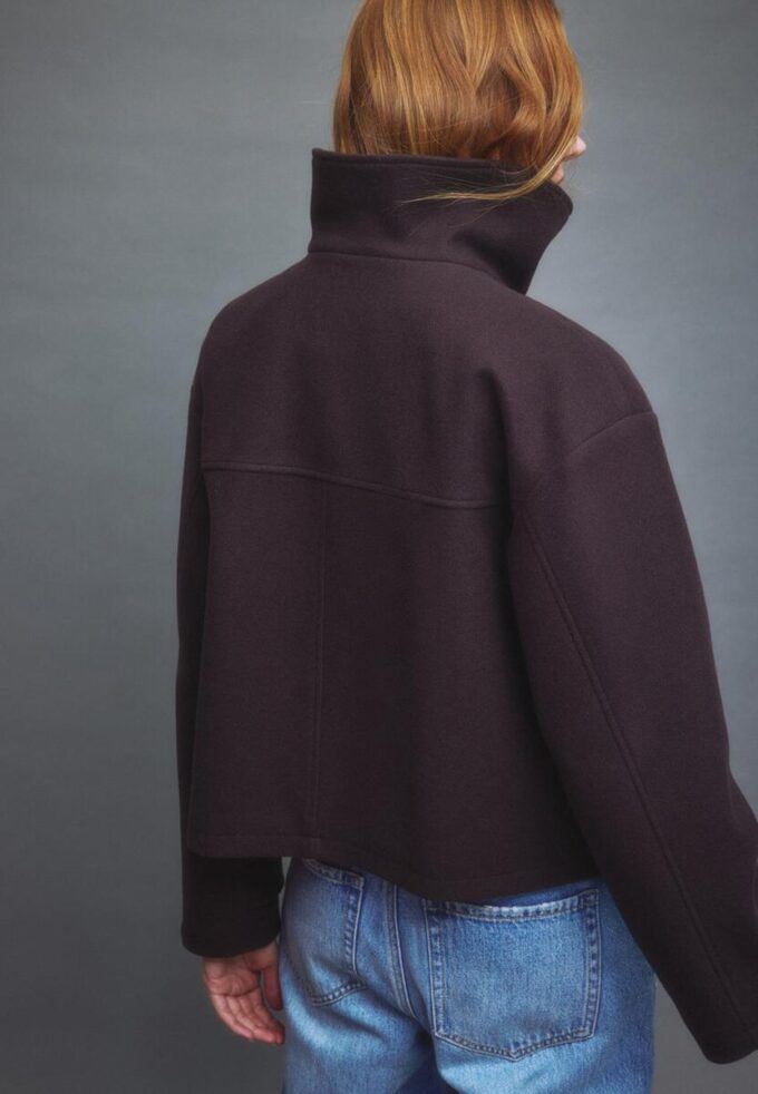Chaqueta cruzada de cuello alto de tacto suave Chaqueta cruzada de cuello alto de tacto suave