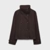 Chaqueta cruzada de cuello alto de tacto suave Chaqueta cruzada de cuello alto de tacto suave