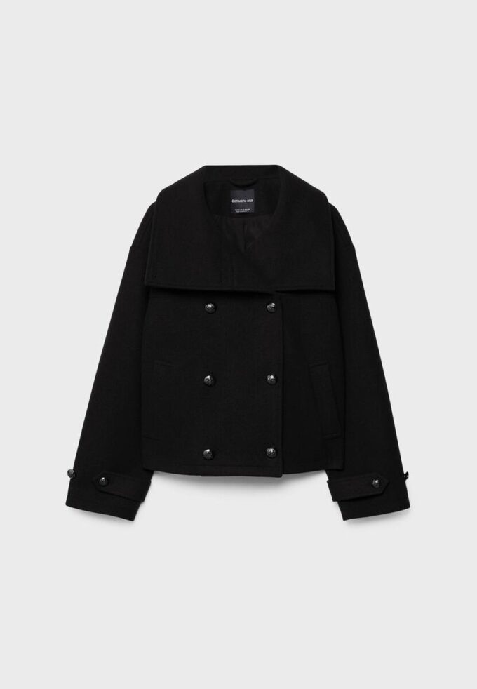 Chaqueta cruzada de cuello alto de tacto suave Chaqueta cruzada de cuello alto de tacto suave