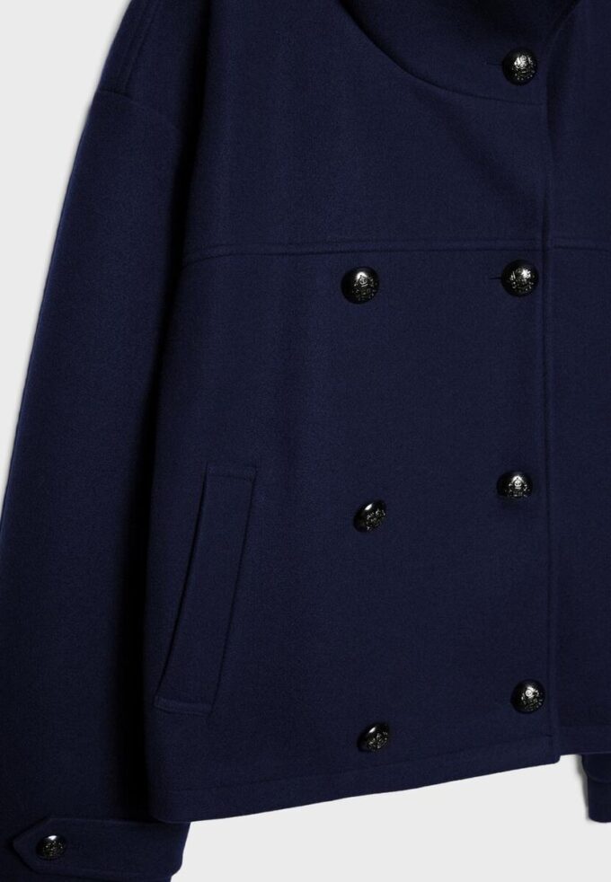 Chaqueta cruzada de cuello alto de tacto suave Chaqueta cruzada de cuello alto de tacto suave