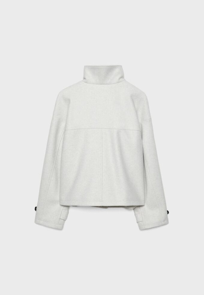 Chaqueta cruzada de cuello alto de tacto suave Chaqueta cruzada de cuello alto de tacto suave