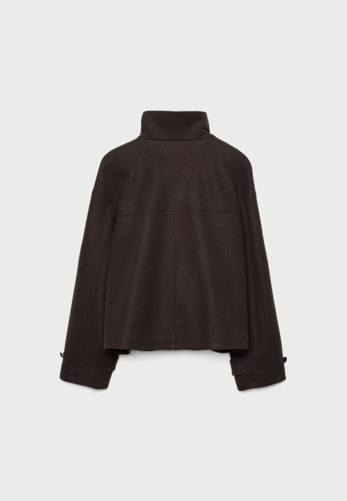 Chaqueta cruzada de cuello alto de tacto suave Chaqueta cruzada de cuello alto de tacto suave