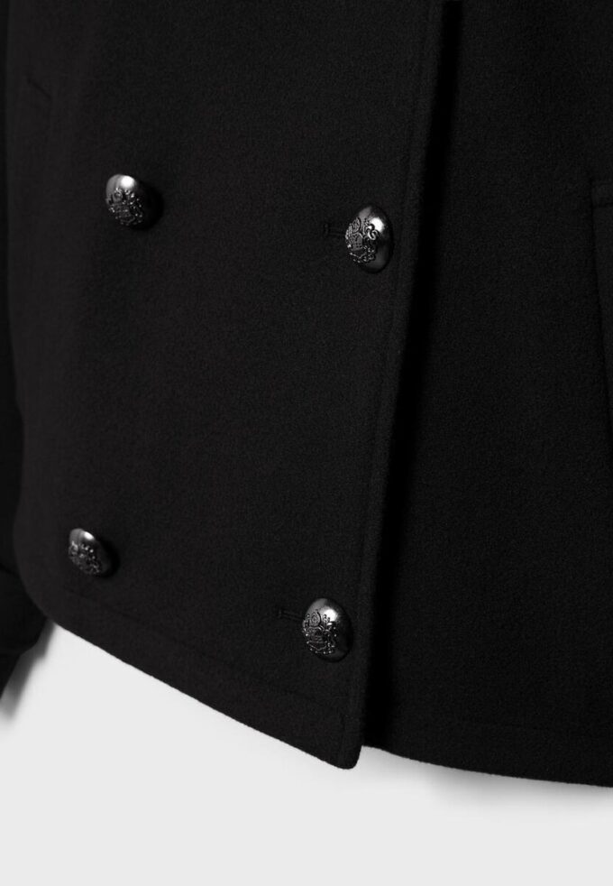 Chaqueta cruzada de cuello alto de tacto suave Chaqueta cruzada de cuello alto de tacto suave