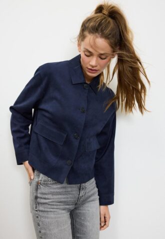 Chaqueta de ante sintético con bolsillos