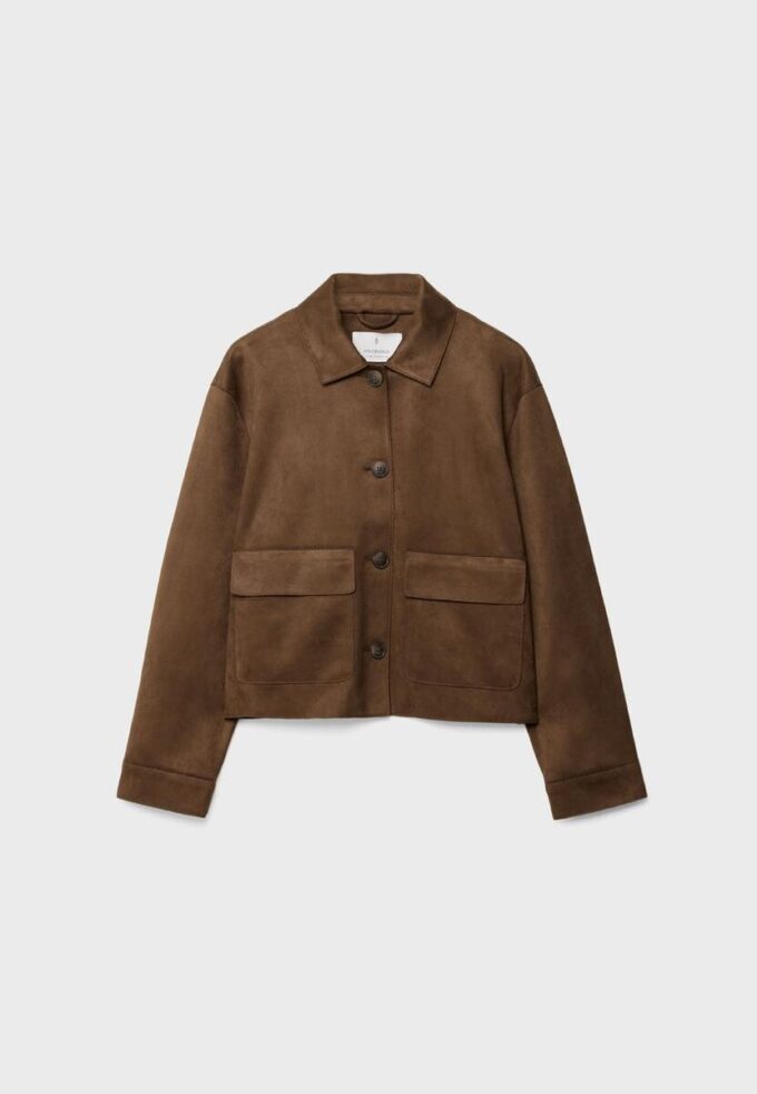 Chaqueta de ante sintético con bolsillos Chaqueta de ante sintético con bolsillos