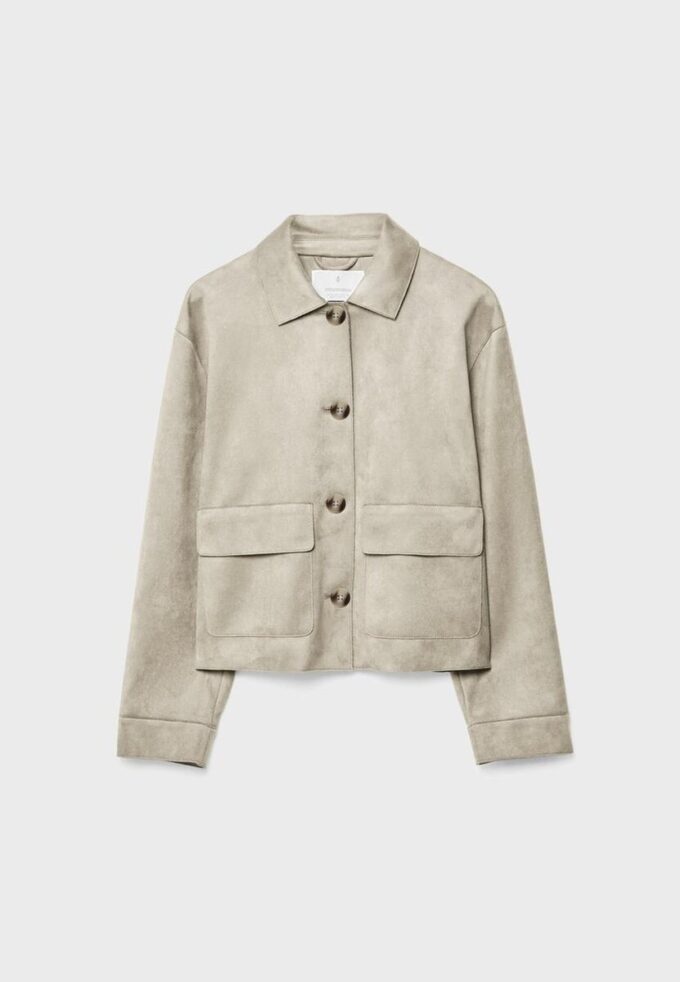Chaqueta de ante sintético con bolsillos Chaqueta de ante sintético con bolsillos