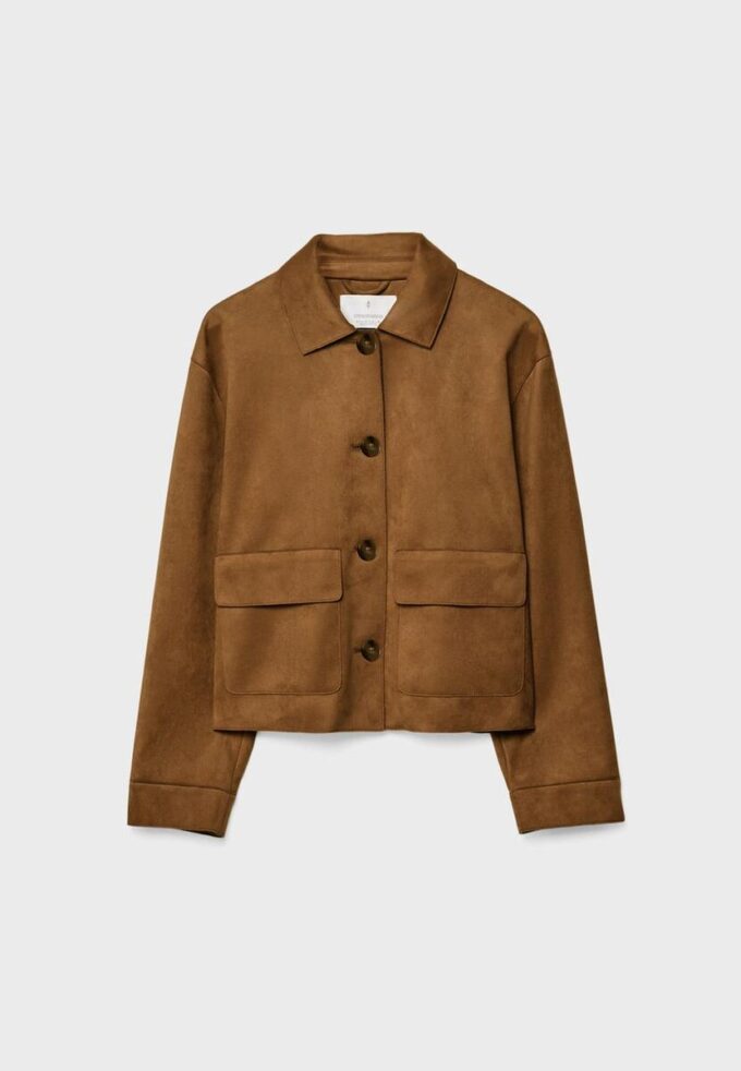 Chaqueta de ante sintético con bolsillos Chaqueta de ante sintético con bolsillos