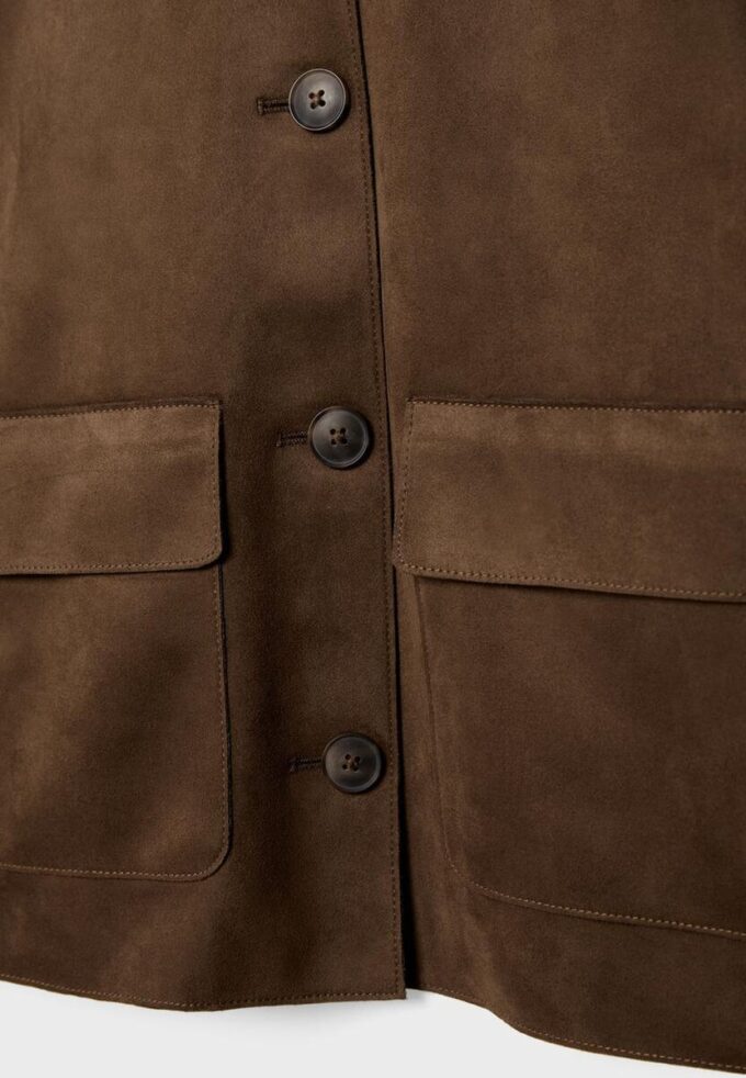 Chaqueta de ante sintético con bolsillos Chaqueta de ante sintético con bolsillos
