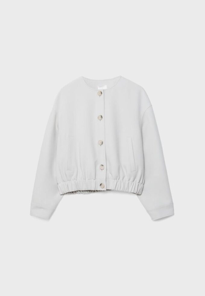 Chaqueta de cuello redondo con mangas abullonadas Chaqueta de cuello redondo con mangas abullonadas
