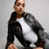Chaqueta de piel acanalada Chaqueta de piel acanalada