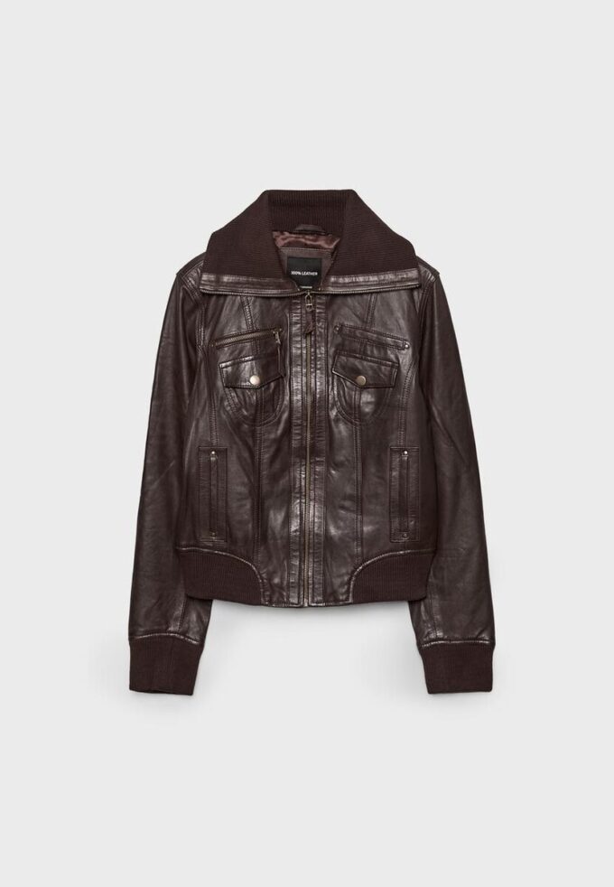 Chaqueta de piel acanalada Chaqueta de piel acanalada
